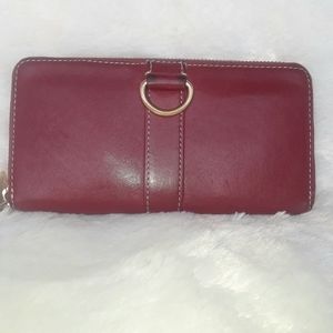 Talbots red leather zip wallet